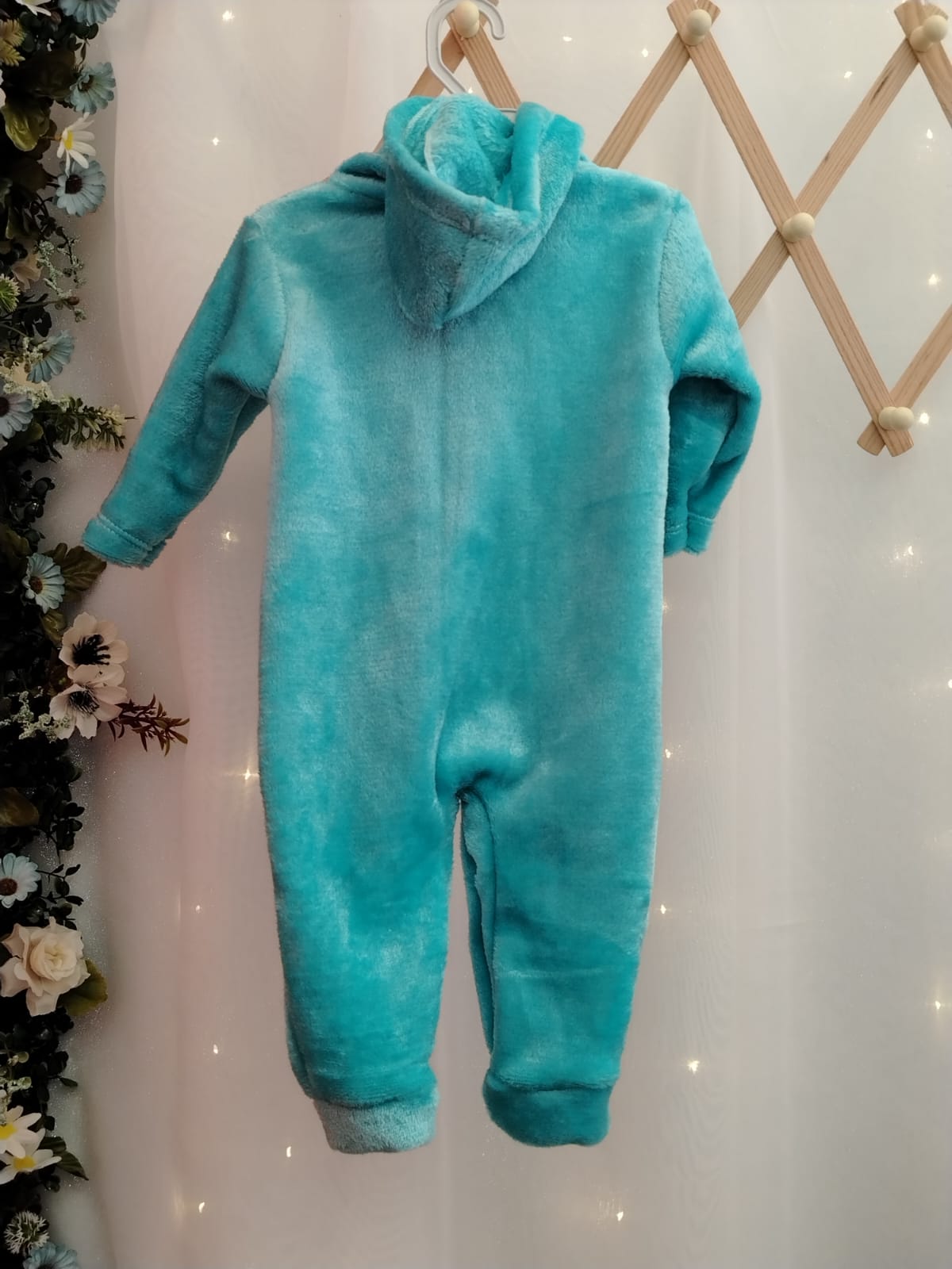 Macacão Infantil Plush com Capuz Azul 034 Tamanho-M - Imagem 2