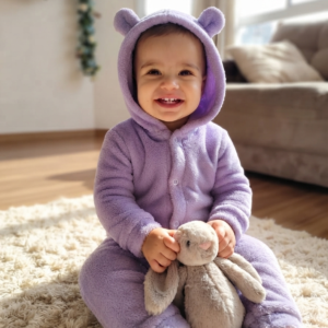 Macacão Infantil Plush com Capuz e Orelhinha - Claudecir 1, 2, 3