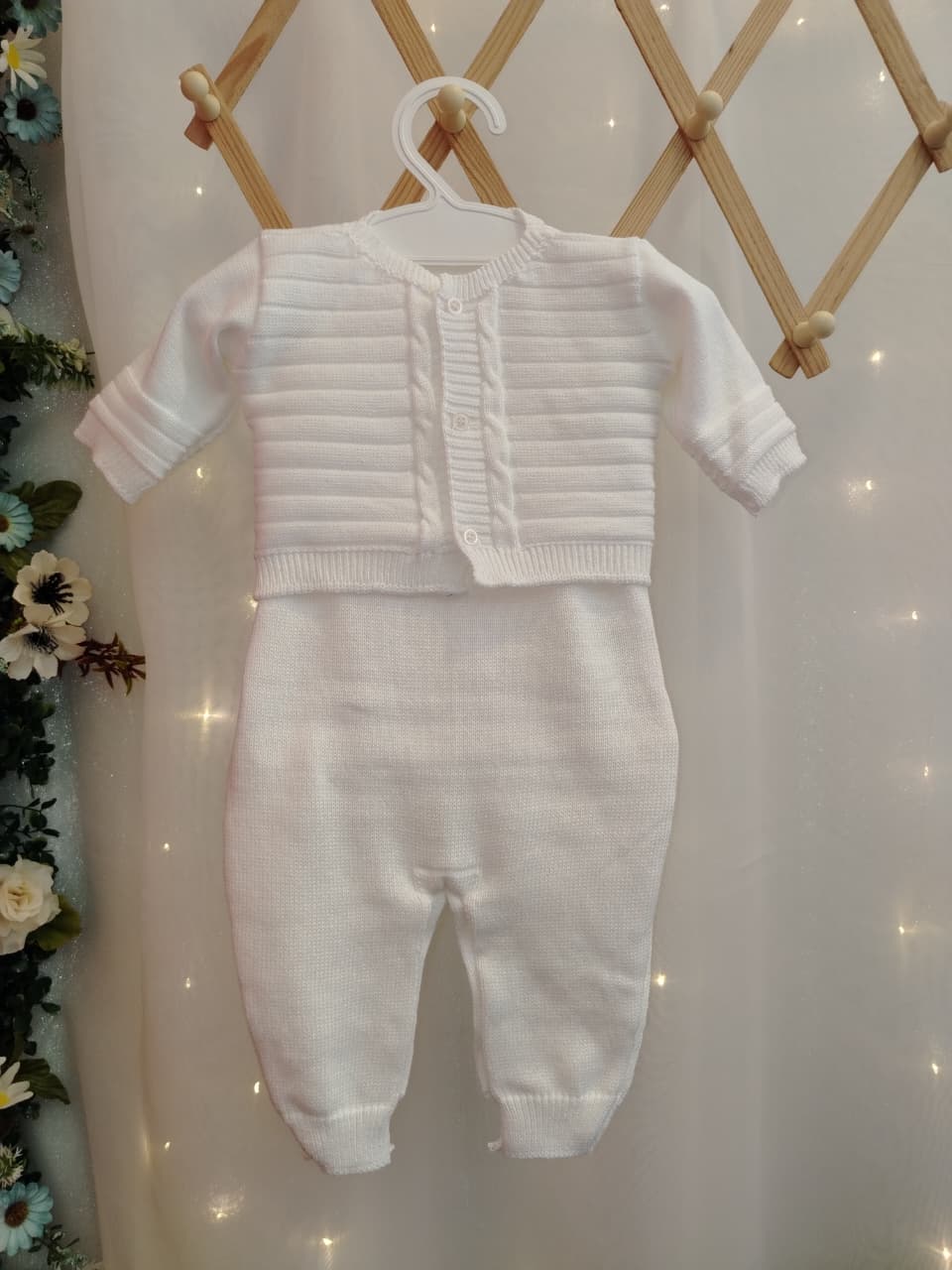 SAIDA MATERNIDADE 3PCS TRICOT CANELADO REF606004 BRANCO - Imagem 2