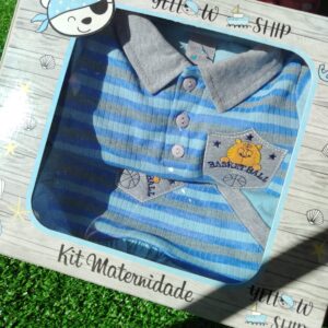 Saída Maternidade Yellow Ship Menino Azul Tamanho P
