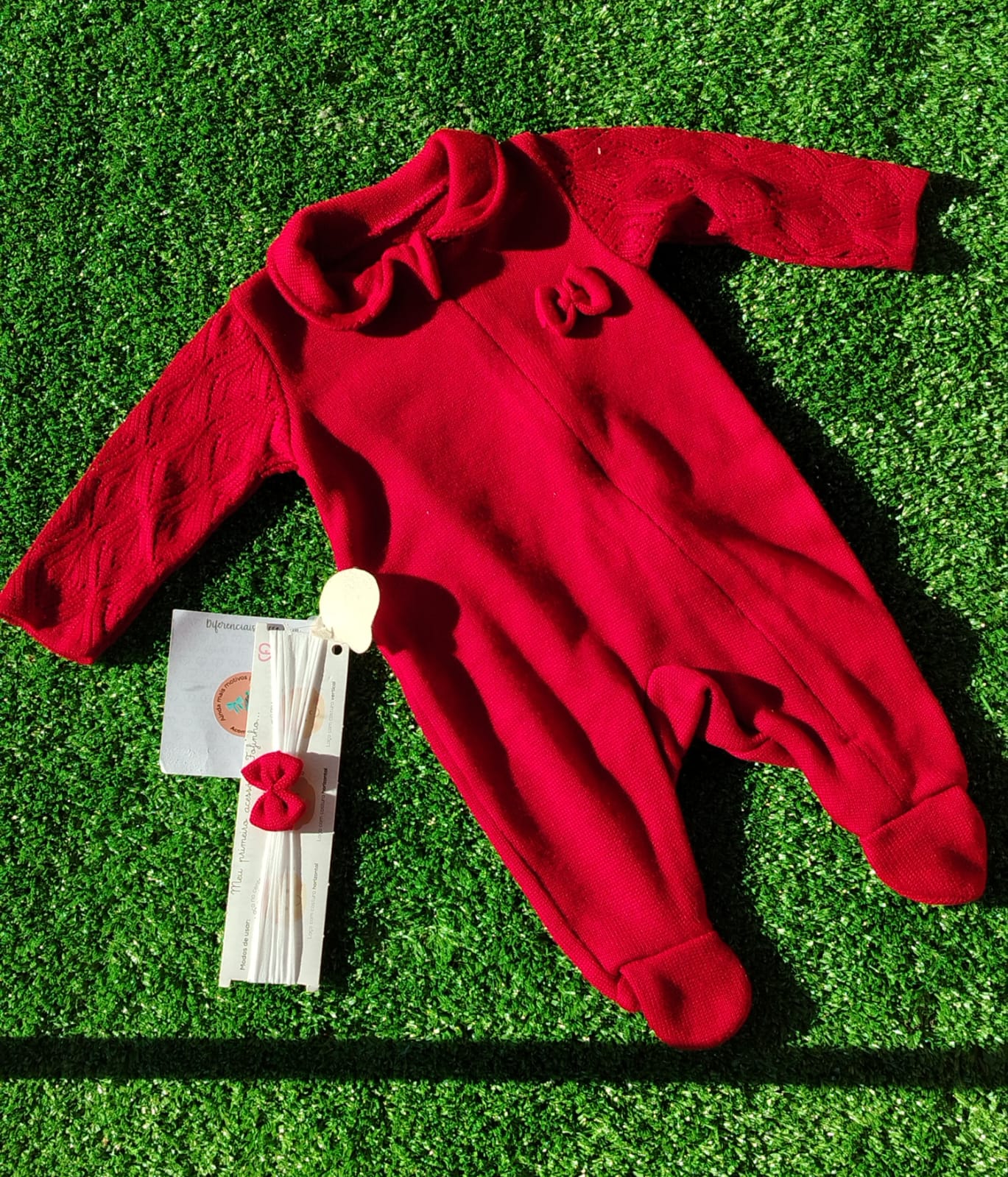 Saída Maternidade Vermelho Red Night Tricot 4 Peças 125011 Fofinho - Imagem 3