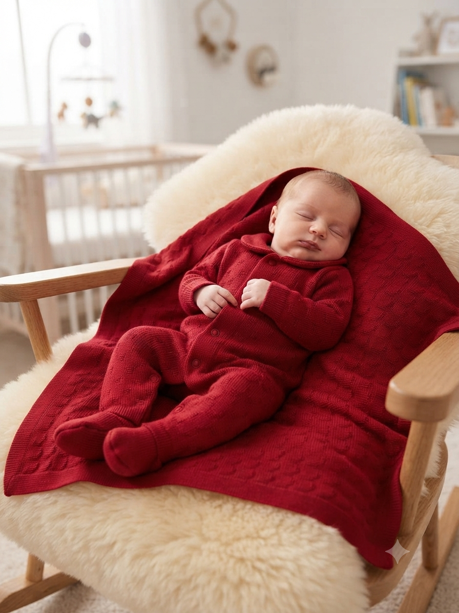 Saída Maternidade Vermelho Tricot Ternura 324011 Tamanho RN