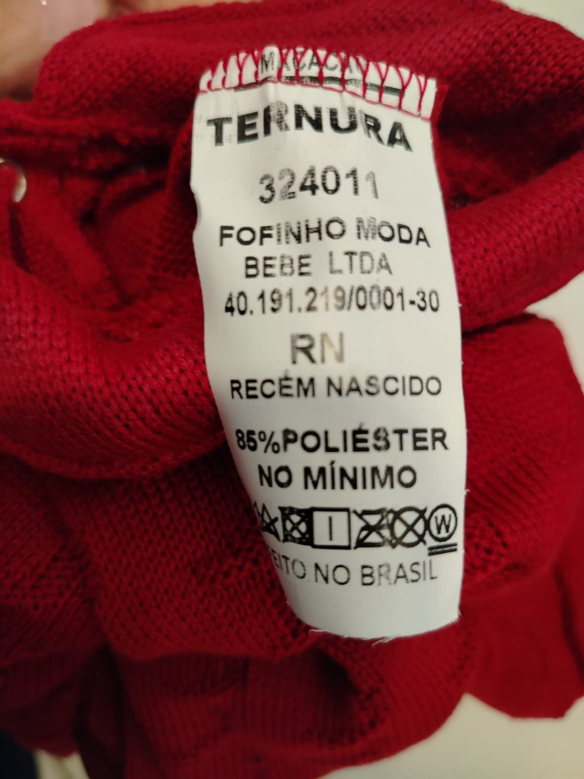 Saída Maternidade Vermelho Tricot Ternura 324011 Tamanho RN - Imagem 6