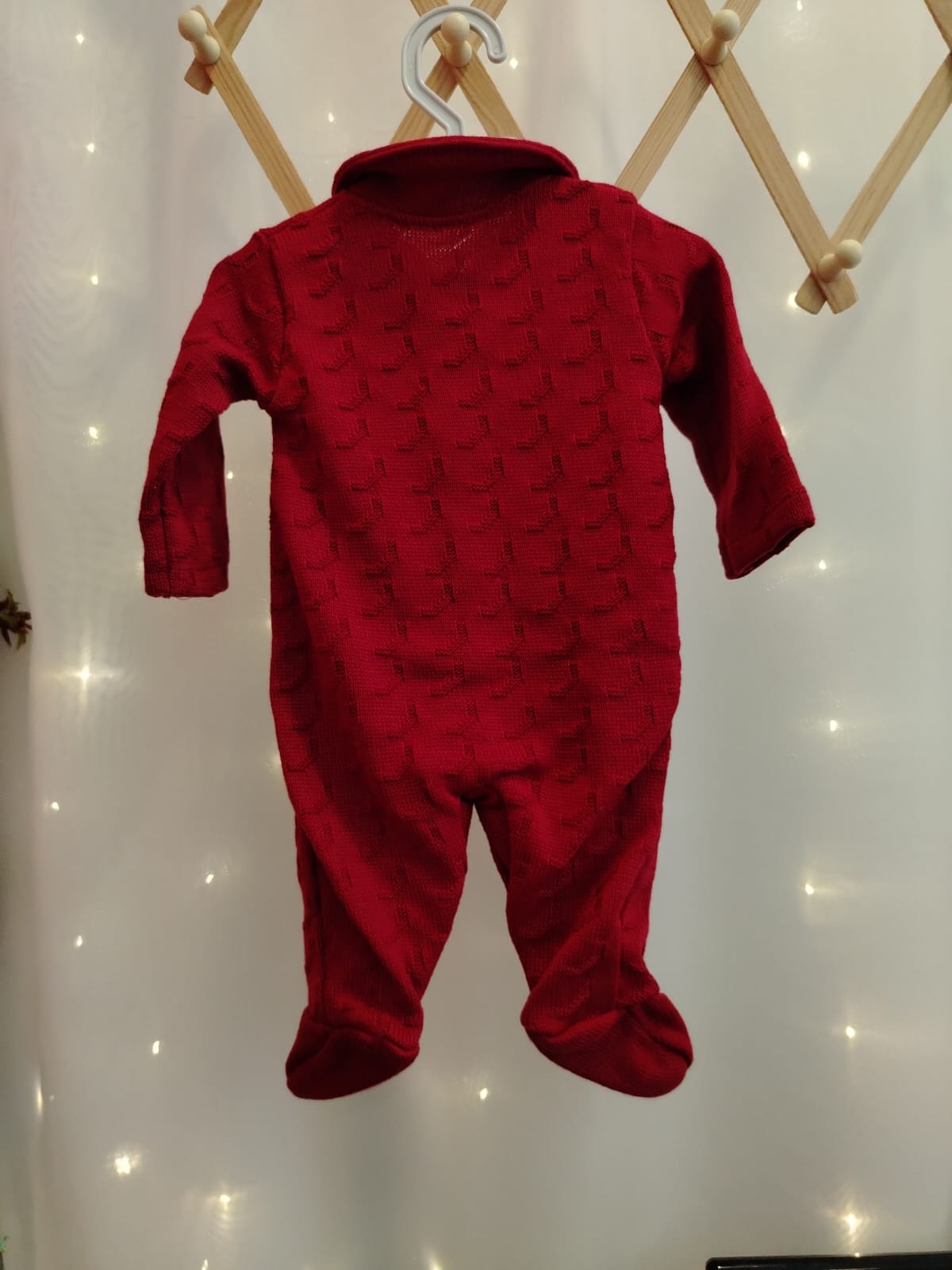 Saída Maternidade Vermelho Tricot Ternura 324011 Tamanho RN - Imagem 3