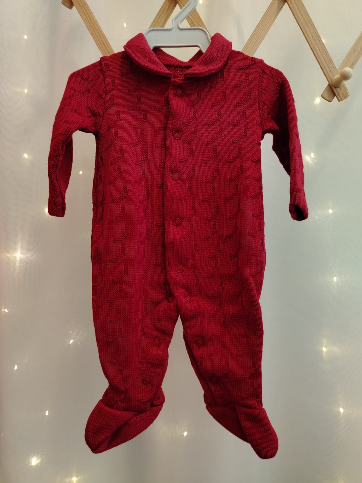 Saída Maternidade Vermelho Tricot Ternura 324011 Tamanho RN - Imagem 2