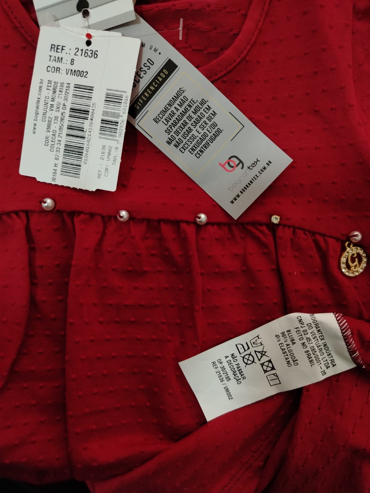 CONJ MC SHORTS JEANS PEROLAS REF21636 Tamanho 8 - Imagem 4