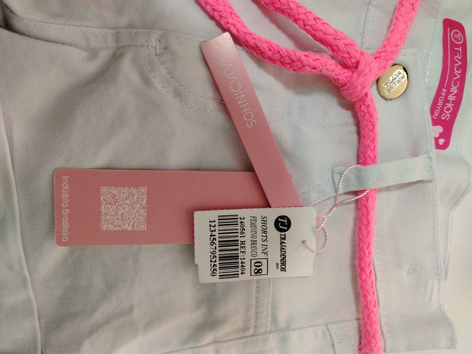 Shorts Jeans Infantil Feminino Branco Trajadinhos - Ref. 14404 - Tam. 8 - Imagem 4