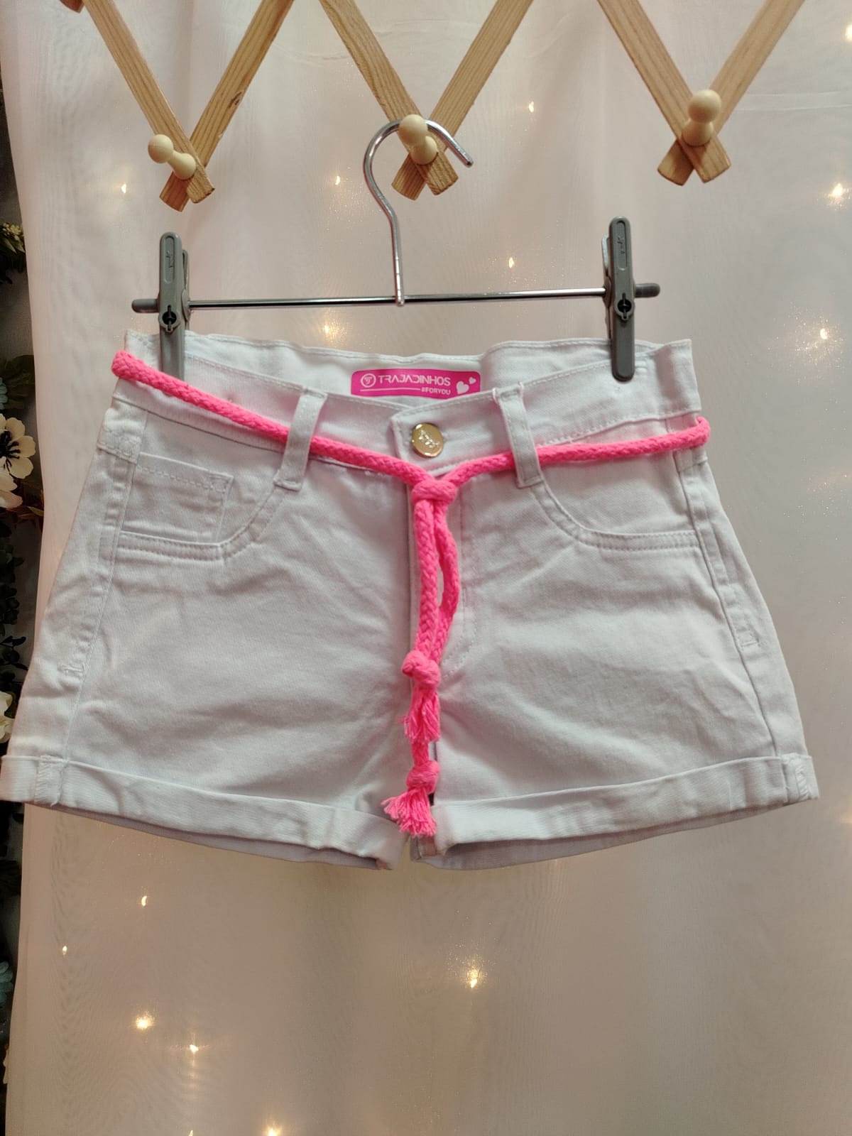 Shorts Jeans Infantil Feminino Branco Trajadinhos - Ref. 14404 - Tam. 8 - Imagem 3