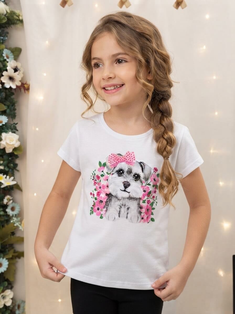 BLUSA MC CACHORRINHA FLOR REF1000685 TAMANHO 8