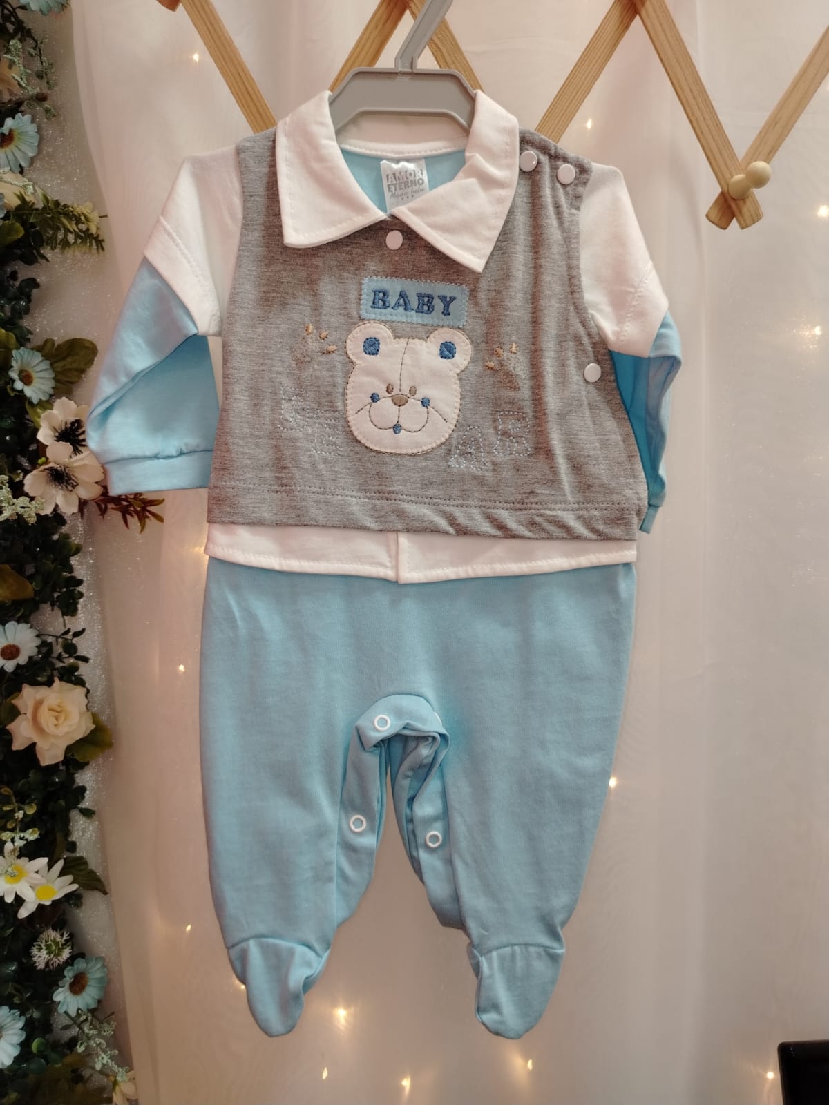 Macacão Longo para Bebê com Pé Amor Eterno 7000 - Tamanho P - Imagem 2