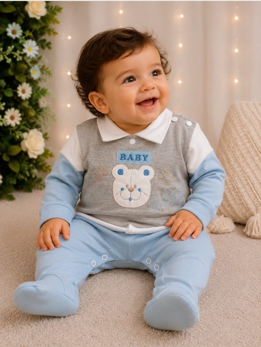 Macacão Longo para Bebê com Pé Amor Eterno 7000 - Tamanho P
