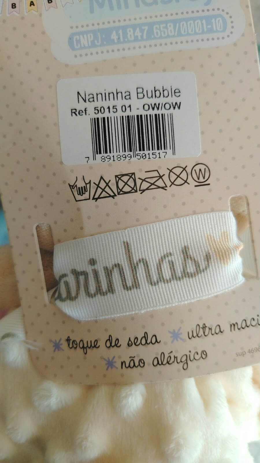 NANINHA BUBBLE URSINHO CARINHAS 30X35CM REF5015 BRANCO - Imagem 3